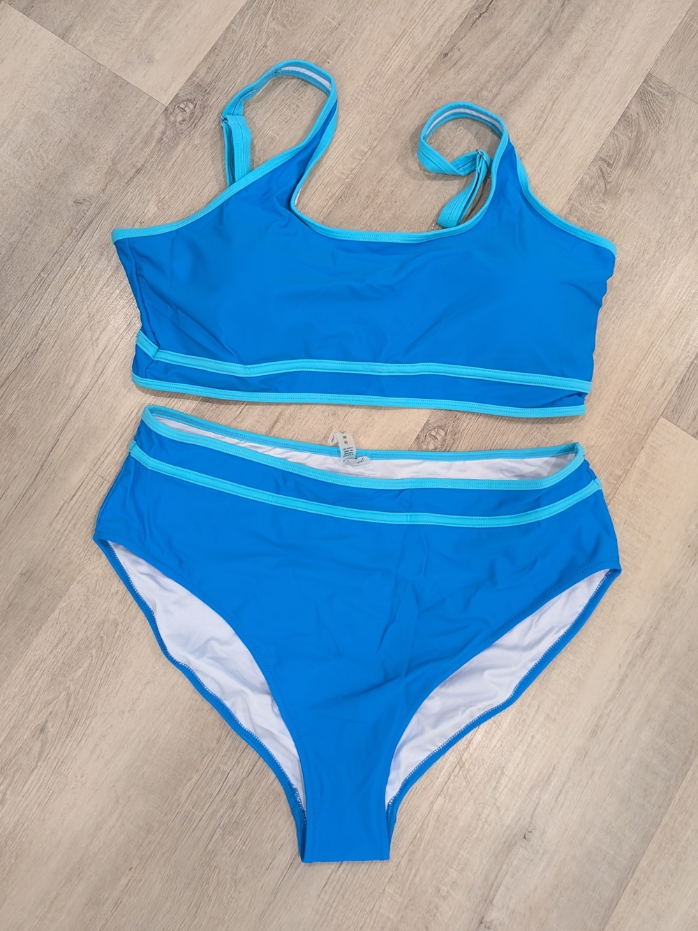 Sporty Aqua-Trim Blue Two-Piece Bikini Set